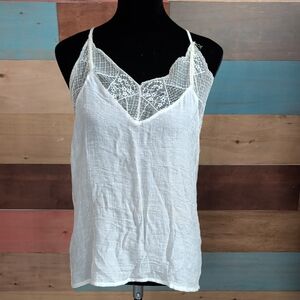 Lightweight White Lace-Trim Camisole Tank